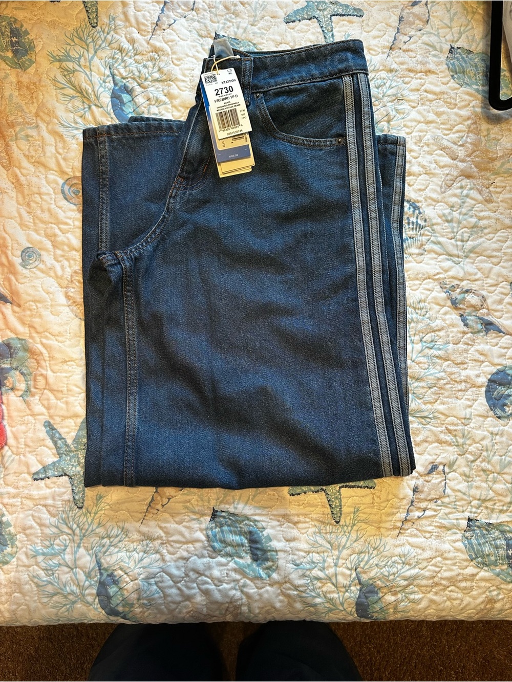 adidas Originals Navy Straight-Leg Pants with Side Stripe